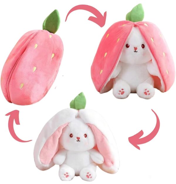 Strawberry Bunny – Pink Plush Toy with a Sweet Smile 🍓🐰 - Image 2
