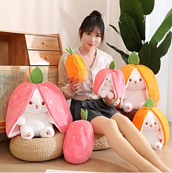 Strawberry Bunny – Pink Plush Toy with a Sweet Smile 🍓🐰 - Image 4
