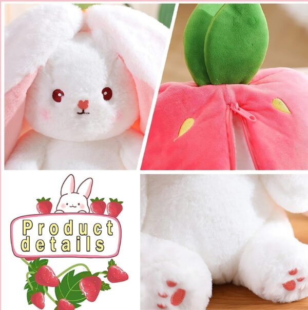 Strawberry Bunny – Pink Plush Toy with a Sweet Smile 🍓🐰 - Image 5