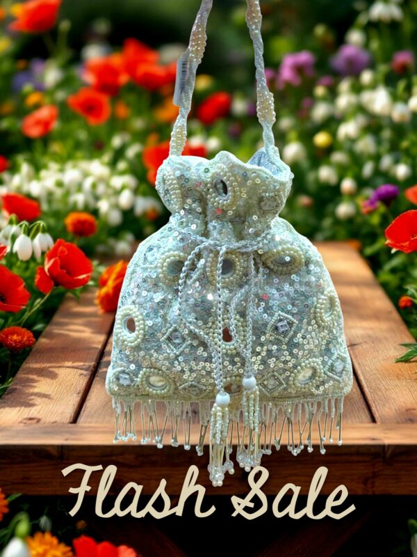 "Elegant Bridal Potli with Bead, Tassels and mirrors"