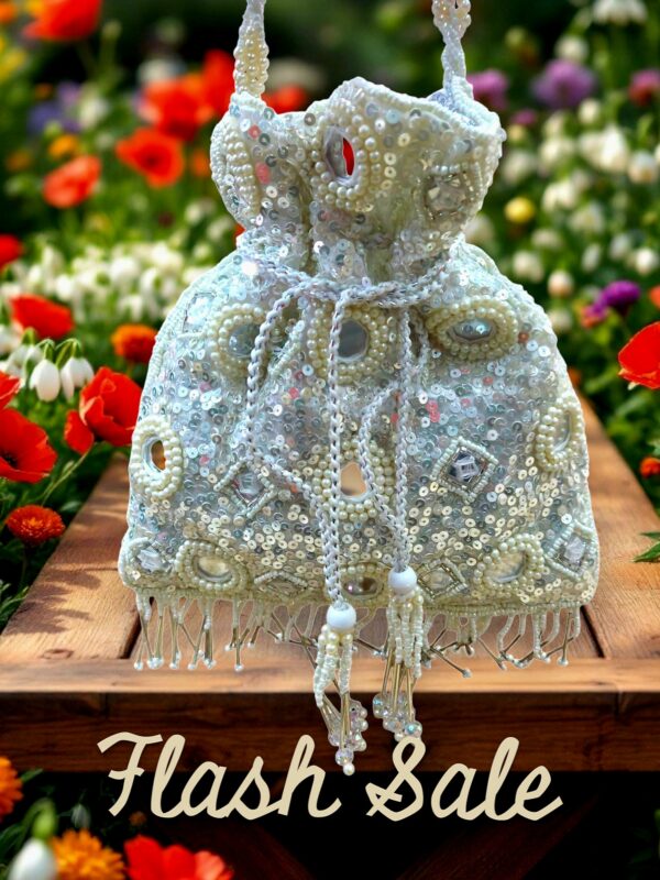 "Elegant Bridal Potli with Bead, Tassels and mirrors" - Image 2
