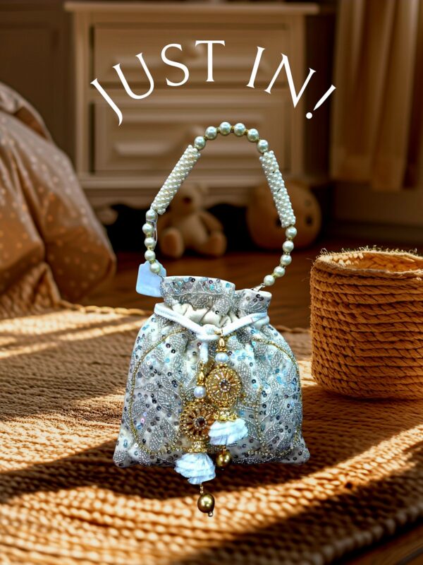 "Elegant Embroidered Potli-Bag, Sequin, Bead Work" - Image 2