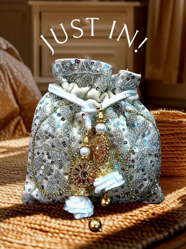 "Elegant Embroidered Potli-Bag, Sequin, Bead Work"