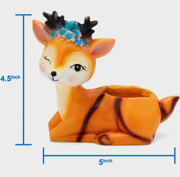 Handcrafted Deer Shaped Resin Planter, Faux Plant (12*12) cm - Image 2