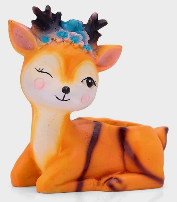 Handcrafted Deer Shaped Resin Planter, Faux Plant (12*12) cm - Image 4