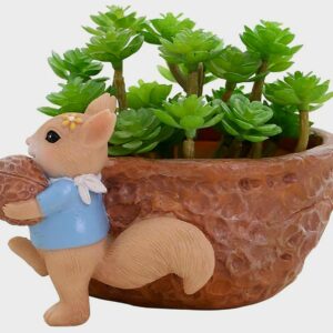 Handcrafted Squirrel Planter with Faux (12cm*8cm)
