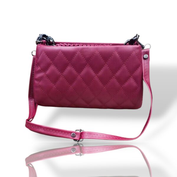 Elegant Quilted Black Handbag with Plush Handle with Sling - Image 10