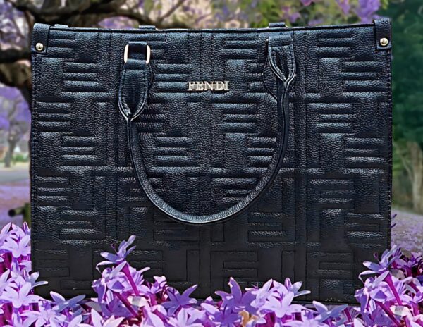 Premium Black Textured Handbag for Women Big Size - Image 2