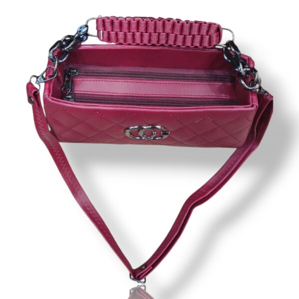 Elegant Quilted Black Handbag with Plush Handle with Sling - Image 9