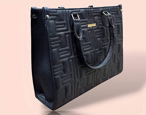 Premium Black Textured Handbag for Women Big Size - Image 4