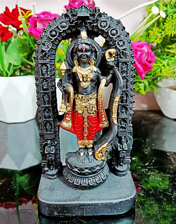 Ram Lalla Decorative Arch-Divine Black-Gold Idol (7"Inch)
