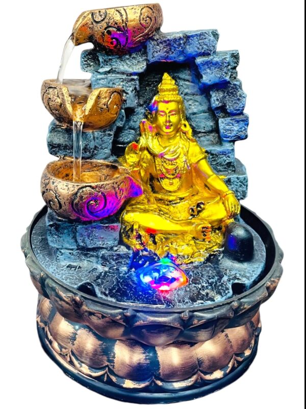 Lord Shiva Water Fountain LED Temple Home-Office (12"Inch) - Image 2