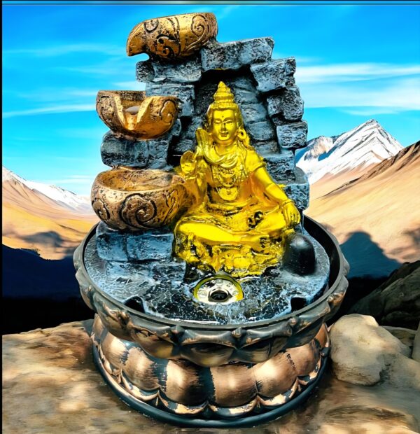 Lord Shiva Water Fountain LED Temple Home-Office (12"Inch) - Image 3