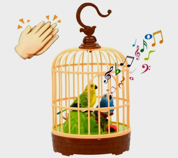 Clap-Activated Singing Bird Cage Toy Sound-Motion Bird Showpiece - Image 2