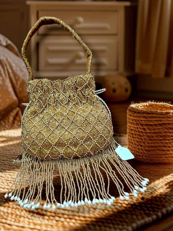 "Golden Glimmer Beaded Heavy Potli Bag" Wedding - Image 2