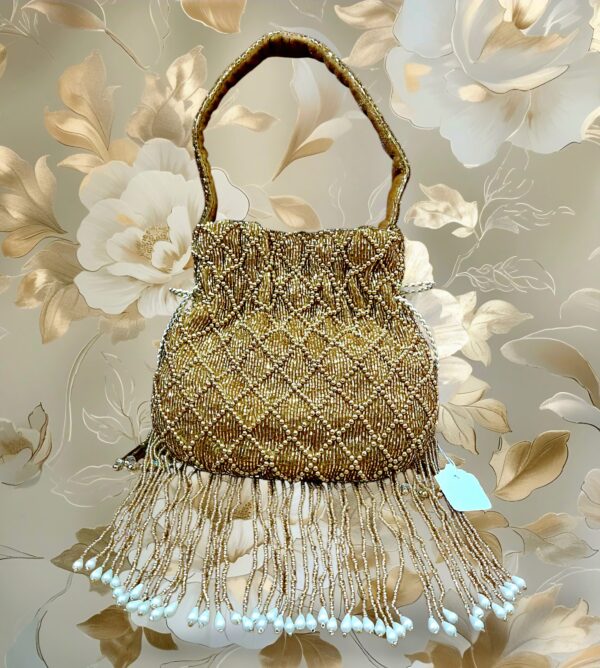"Golden Glimmer Beaded Heavy Potli Bag" Wedding - Image 3