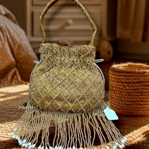 "Golden Glimmer Beaded Heavy Potli Bag" Wedding