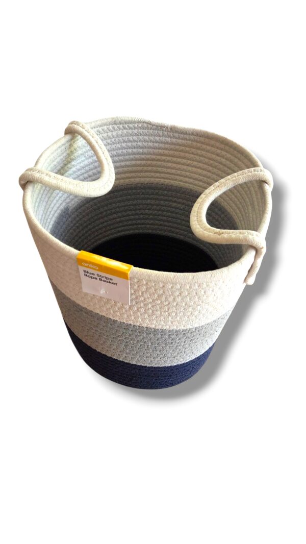 Anko Cotton Rope Storage Basket-White, Grey & Navy Blue - Image 5