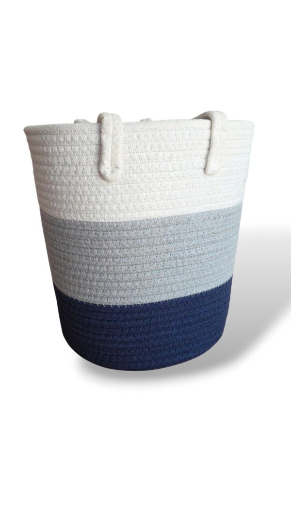 Anko Cotton Rope Storage Basket-White, Grey & Navy Blue - Image 4