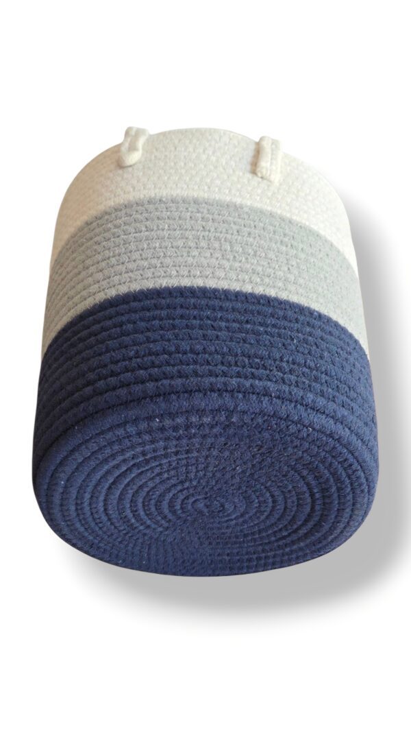 Anko Cotton Rope Storage Basket-White, Grey & Navy Blue - Image 6