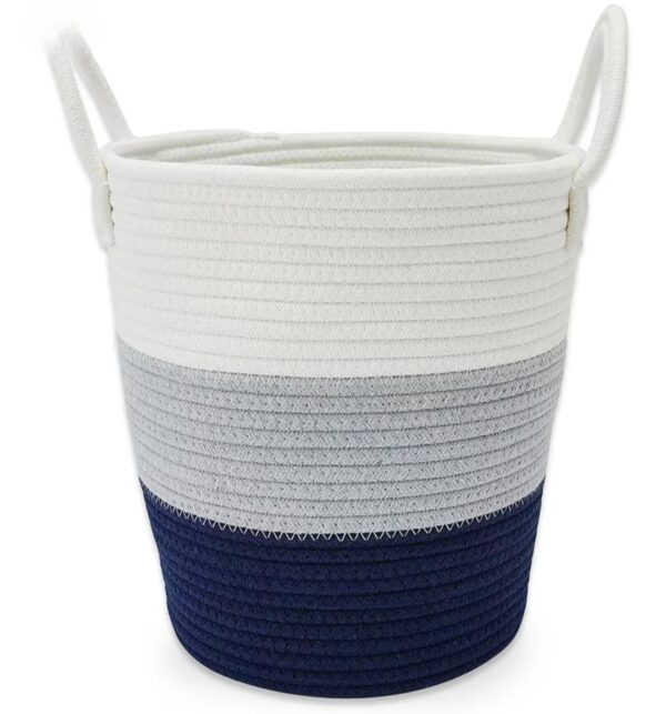 Anko Cotton Rope Storage Basket-White, Grey & Navy Blue