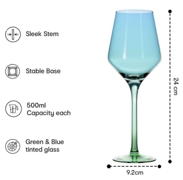Anko Gradient Wine Glass Set – Blue & Green Ombre - Image 3
