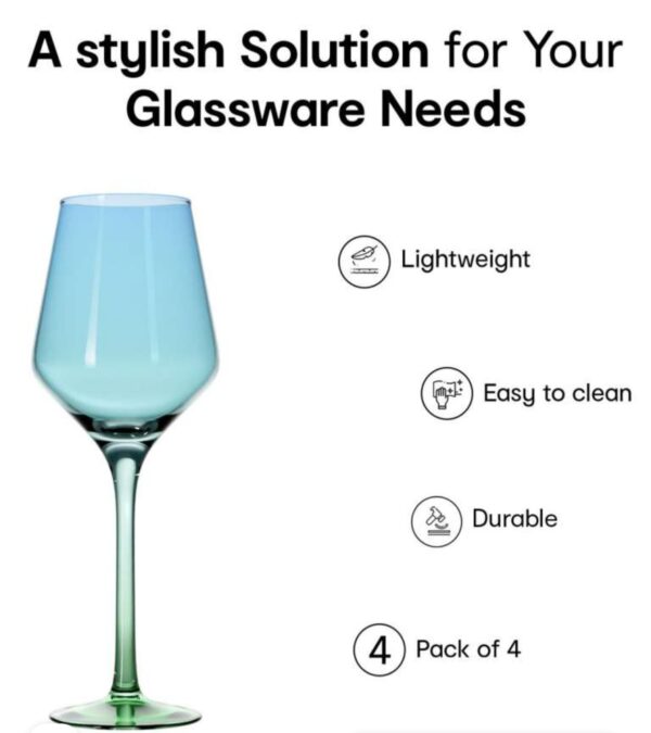 Anko Gradient Wine Glass Set – Blue & Green Ombre - Image 2