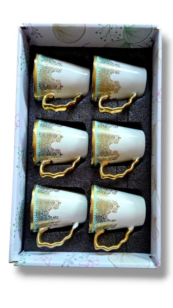 Luxury Vintage Tea Cup Set Ornate Gold Handles – Set of 6