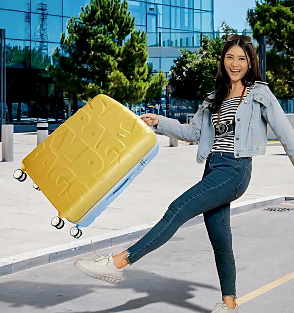 Stylish Skybags Yellow-Blue 79cm Trolley Luggage Lightweight - Image 3