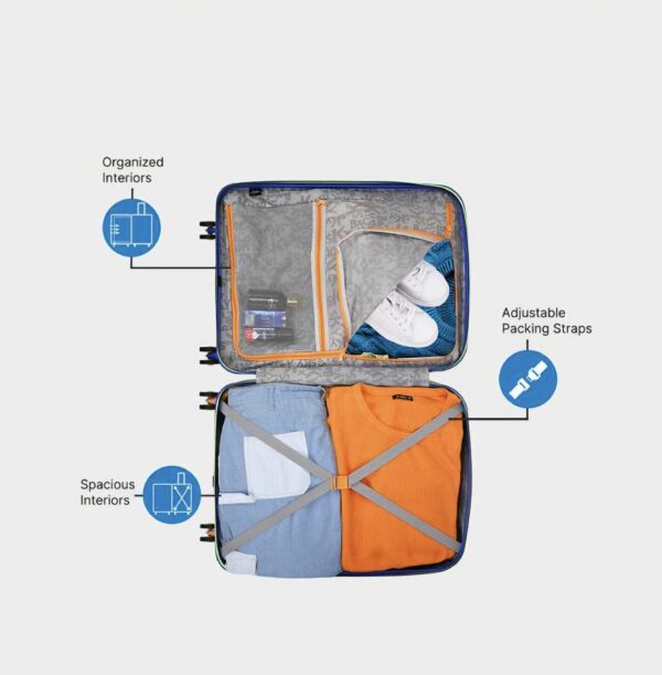 Stylish Skybags Yellow-Blue 79cm Trolley Luggage Lightweight - Image 2