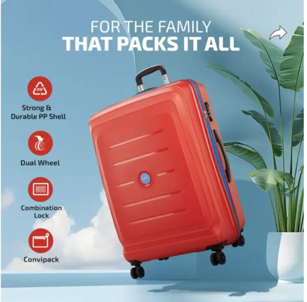 VIP Red 66cm Trolley-Luggage, Lightweight-Effortless Travel